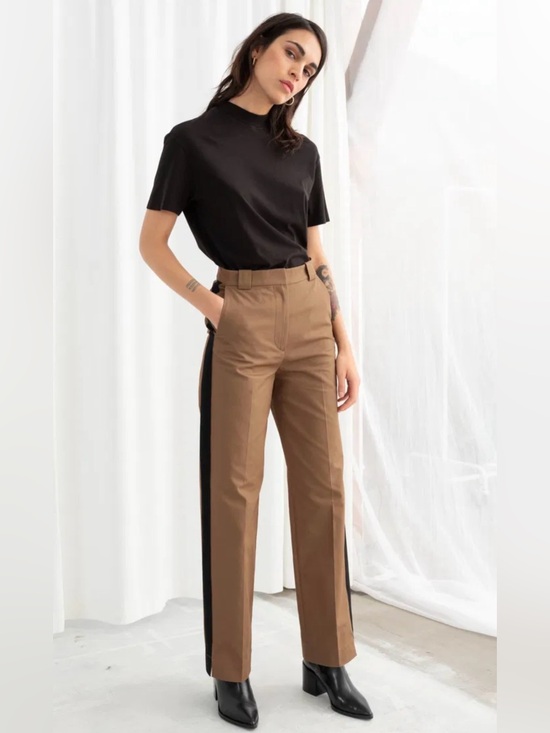 & Other Stories Pants - STOCKHOLM ATELIER & OTHER STORIES Brown side stripe High-Rise pants size 8